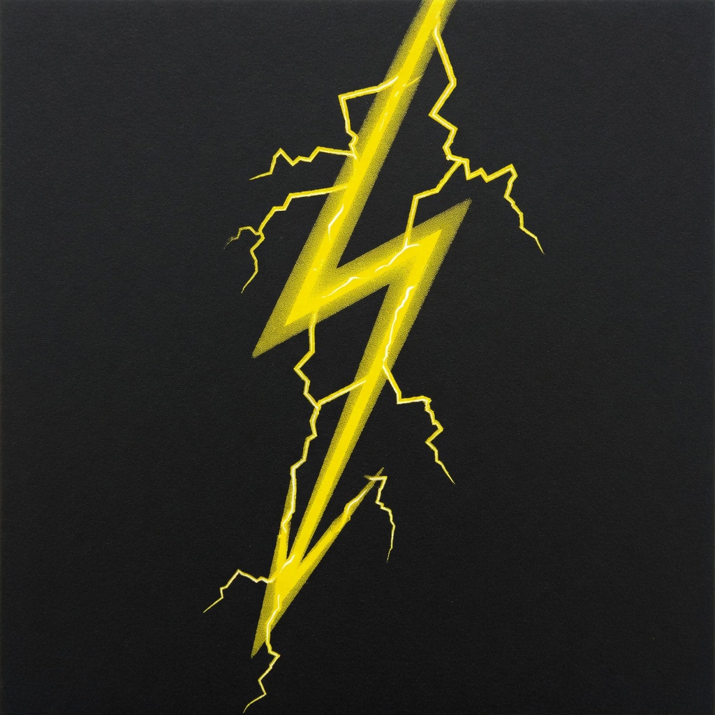 Yellow bolt mark on black